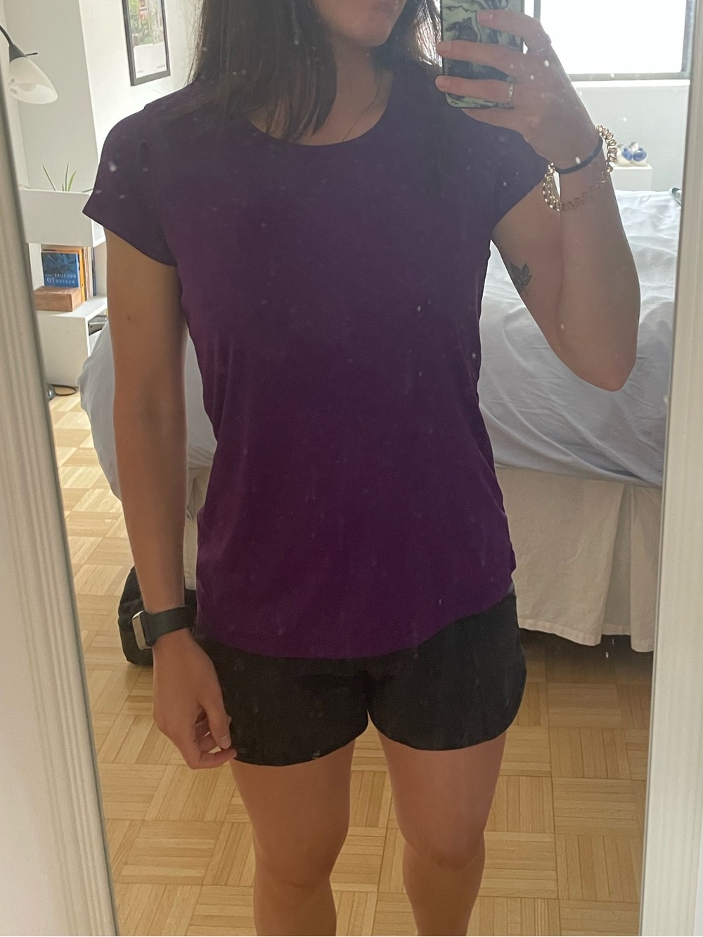 Workout Short-Sleeve Top in Deep Purple - Size Small